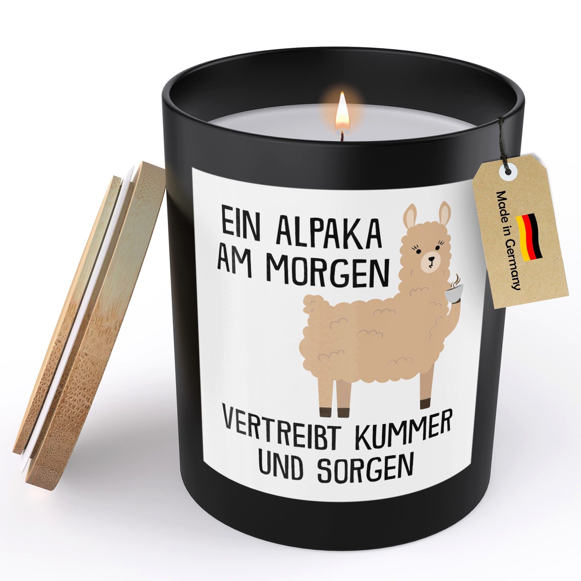 22Feels Duftkerze Deko Alpaka Lustig Süß Tier Geschenk Frauen Männer Couch Humor, MADE IN GERMANY, Europäisches Sojawachs, Handgegossen