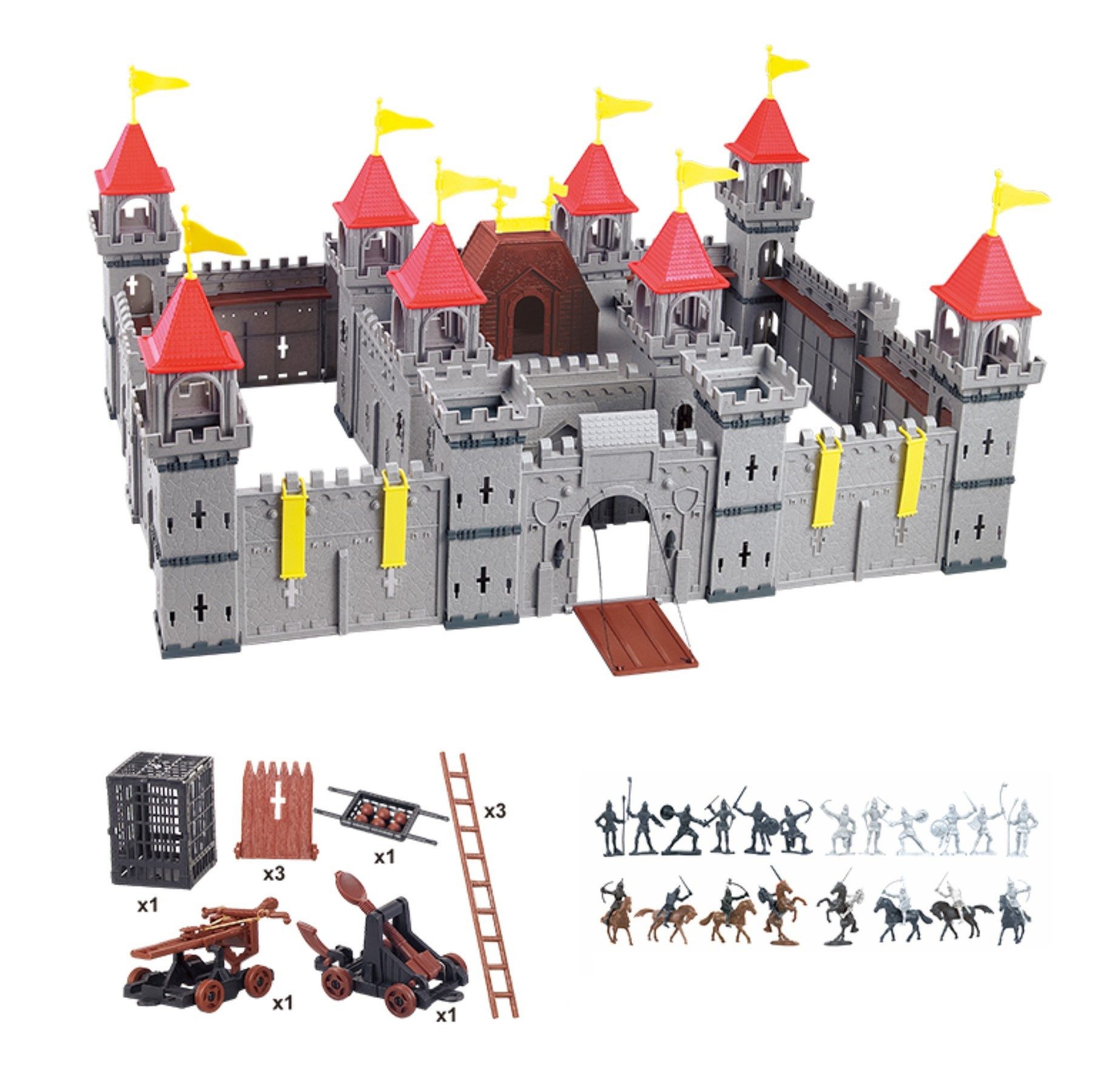 TikTakToo Spielzeug-Ritterset große Ritterburg schwarz silber, mit Ritterfiguren und Zubehör