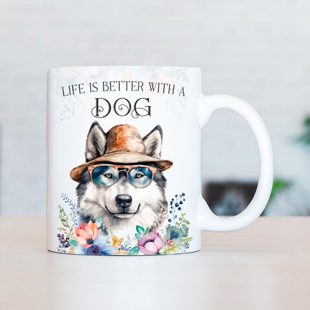 Hunderasse, für Cadouri Hundefreunde, Kaffeetasse MALAMUTE Tasse beidseitig ALASKAN bedruckt, - 330 Geschenk, mit ml handgefertigt, Keramik,