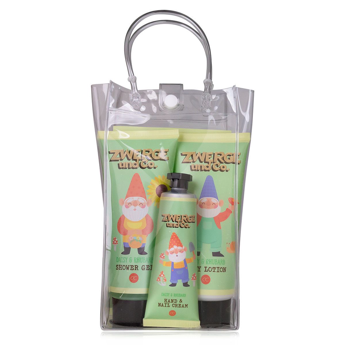 ACCENTRA Duschpflege Transparente Tasche Zwerge und Co mit Duschgel, Bodylotion, Hand und N, 4-tlg.