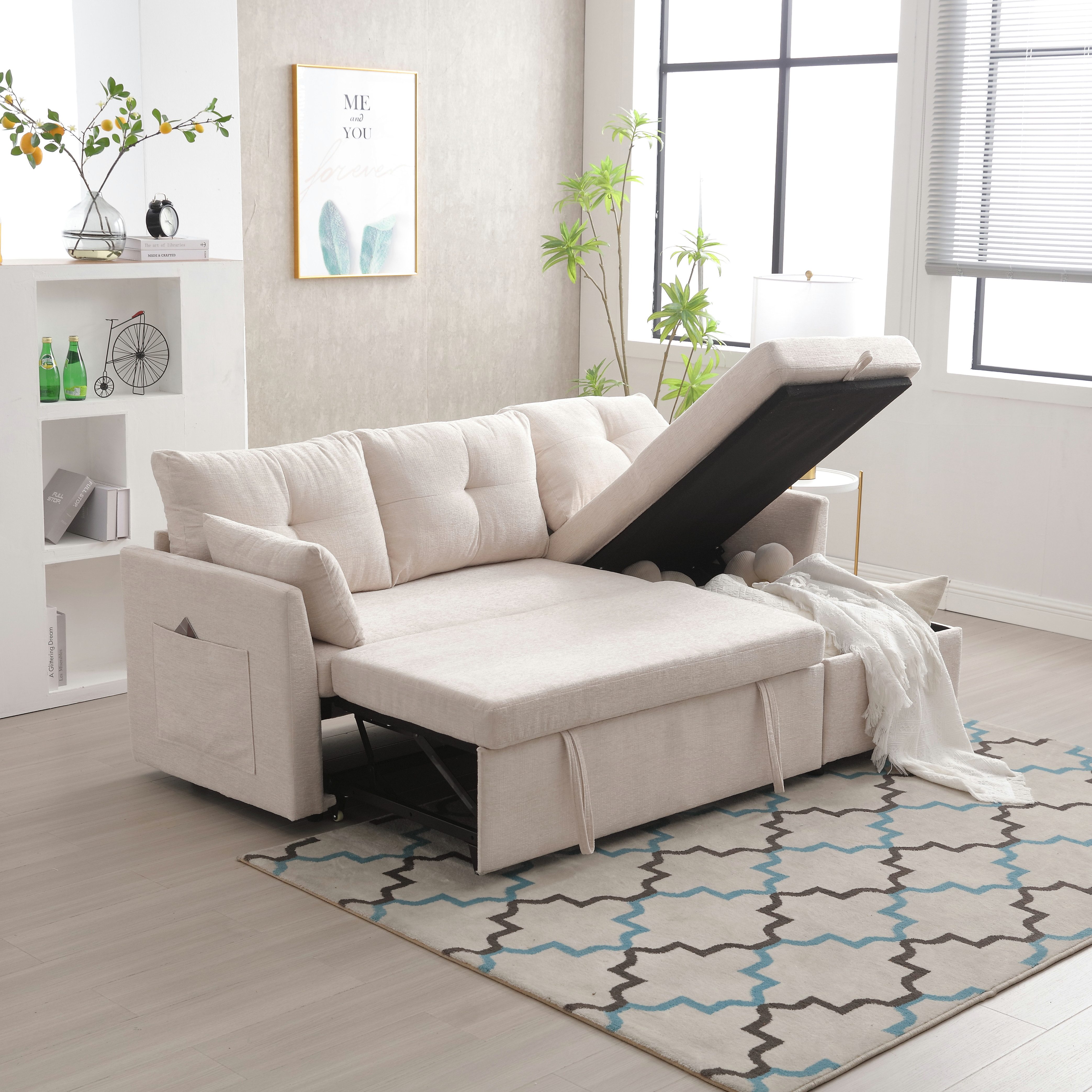 HAUSS SPOLE Ecksofa Schlafsofa Polstersofa mit Stauraum, Seitentaschen, Kis günstig online kaufen