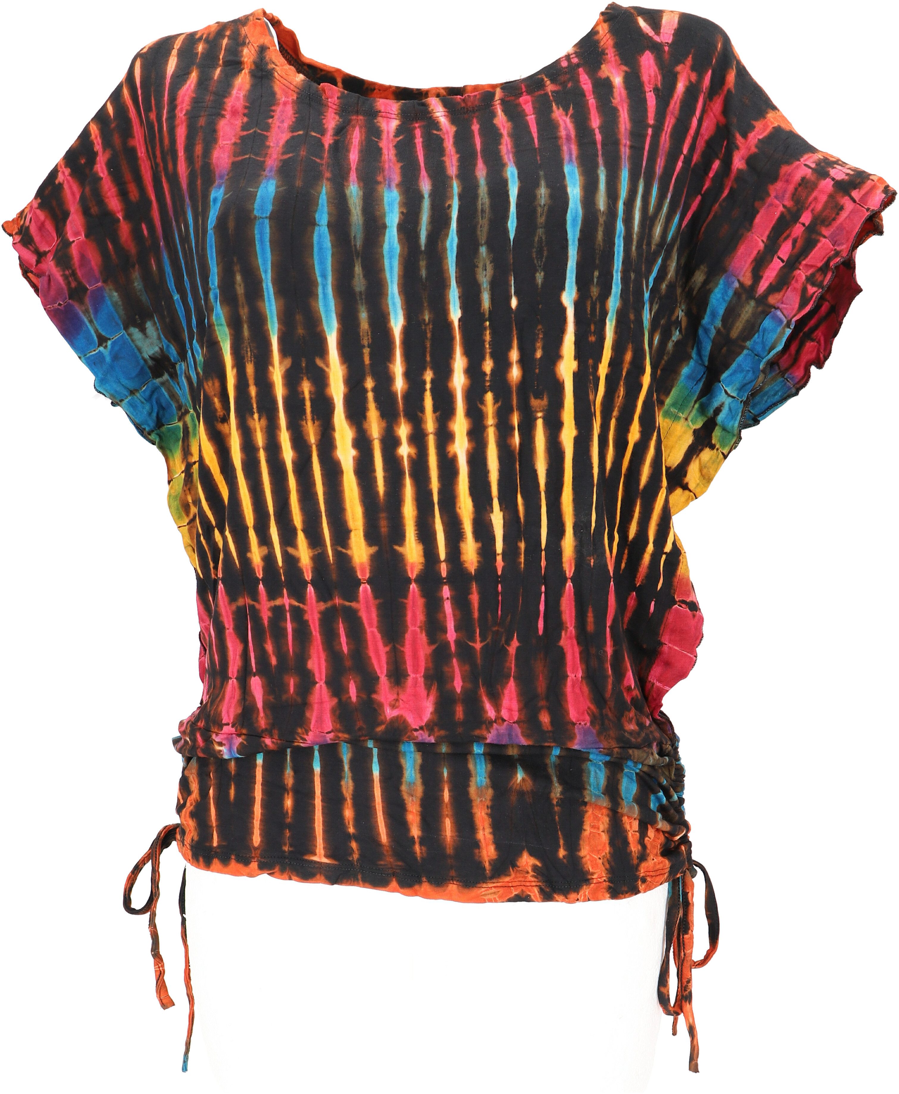 T-Shirt Batikshirt mit Fledermausärmeln, lockeres..