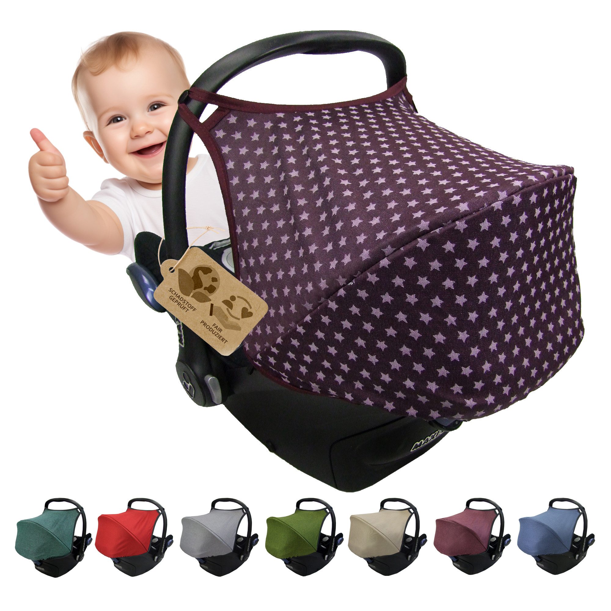 BambiniWelt by Rafael K. Babyschale Sonnenverdeck für Babyschale kompatibel mit Maxi Cosi Cabrio-Fix + GP, ab: 0+, bis: 14 Monate