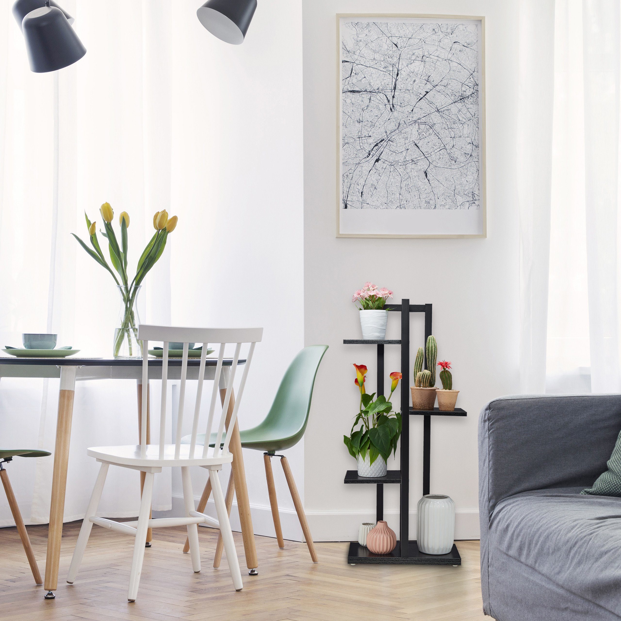 relaxdays Blumenständer Blumenregal Metall, schwarz günstig online kaufen