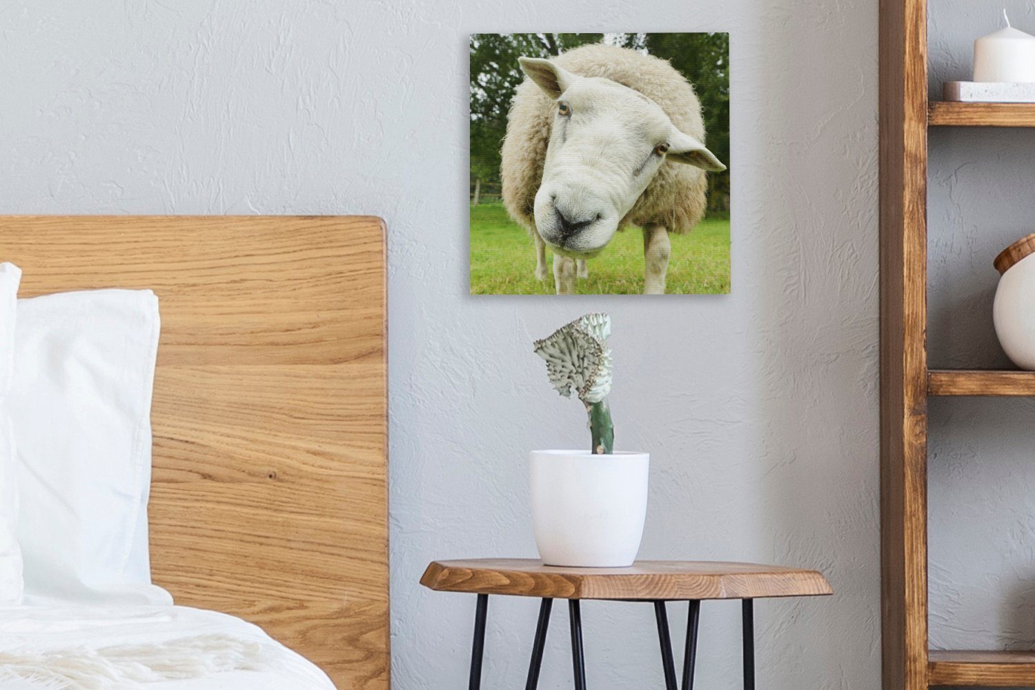 OneMillionCanvasses® Leinwandbild Schaf - Lustig - Wiese - Kinder - Jungen - Mädchen - Kind, (1 St), Wandbild Leinwandbilder, Aufhängefertig, Wanddeko, 30x20 cm – Bild 5 von 5