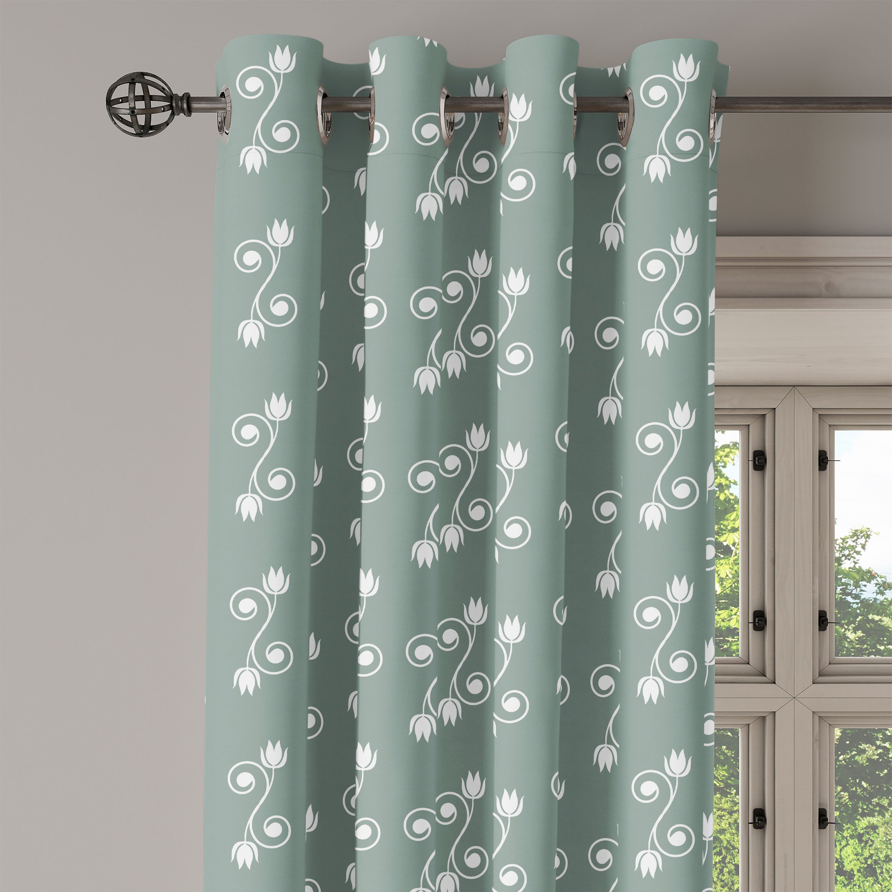 Gardine Dekorative 2-Panel-Fenstervorhänge für Feminine Abakuhaus, Vintage Tulpen Schlafzimmer Wohnzimmer, Blumen