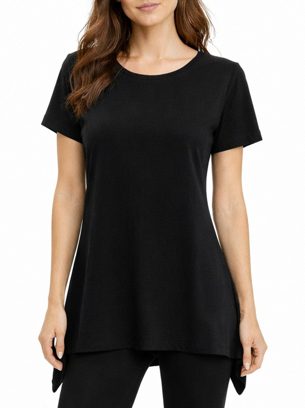 Vishes Zipfelshirt Kurzarm Zipfeltop Damen Asymmetrisch Unifarben Jersey Baumwolle Alternative Mode, Boho, Hippie, Ethno, Festival