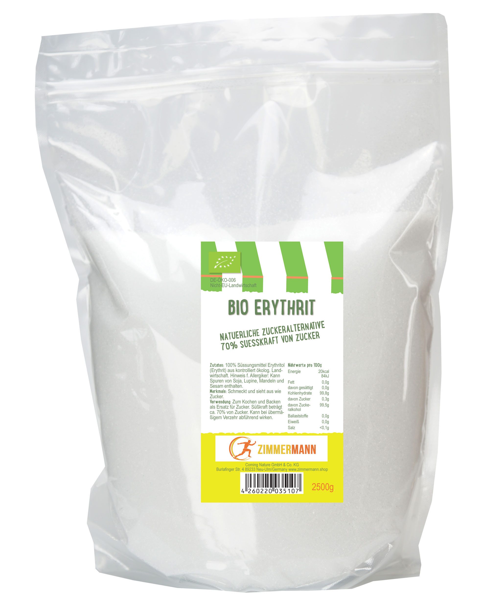 Zimmermann Zucker Bio Erythrit 2500g - Zuckeralternative von Zimmermann