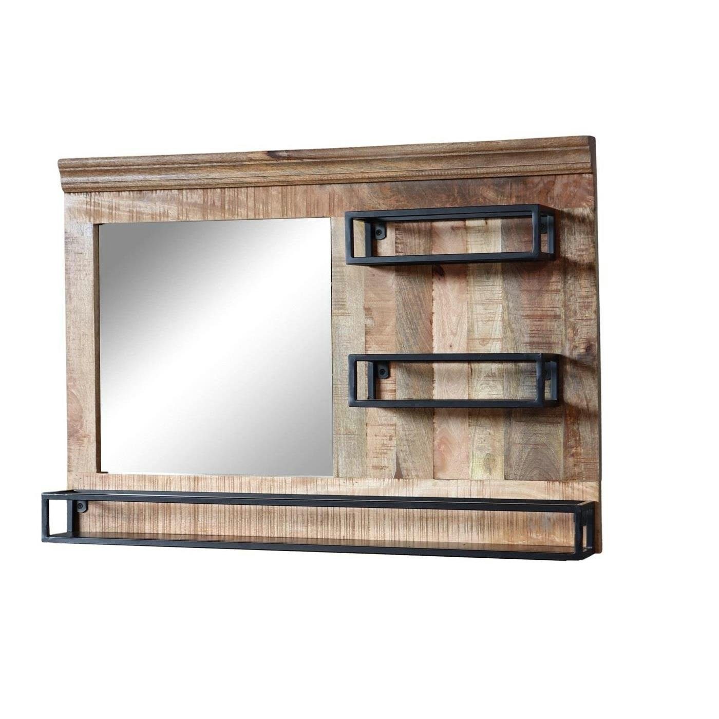 baario Badspiegel Badspiegel VODICE 100x70cm, mit Ablage Industrial Design Vintage Massivholz & Eisen