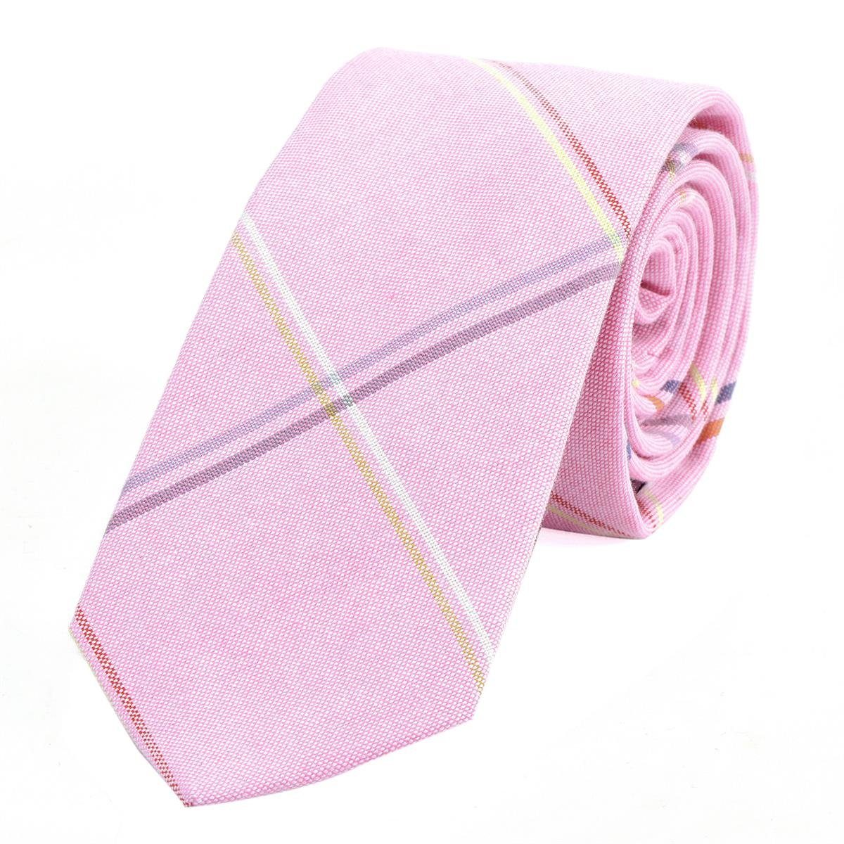 DonDon Krawatte Herren Krawatte 6 cm (Packung, 1-St., 1x Krawatte) Baumwolle, kariert oder gestreift, für Büro oder festliche Veranstaltungen rosa gestreift