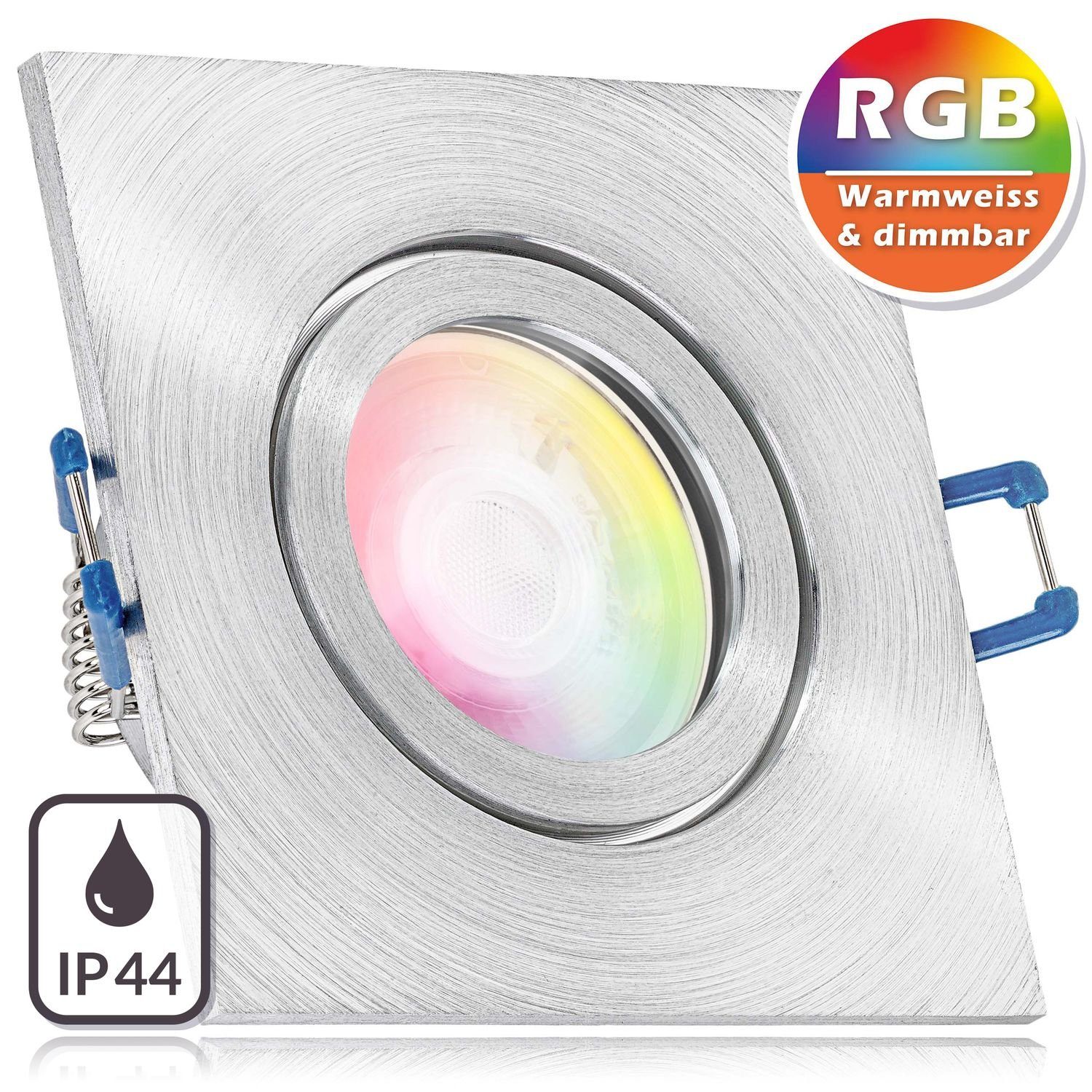 natur 3W RGB flach LEDANDO in Einbaustrahler Einbaustrahler Set mit LED IP44 LED extra aluminium