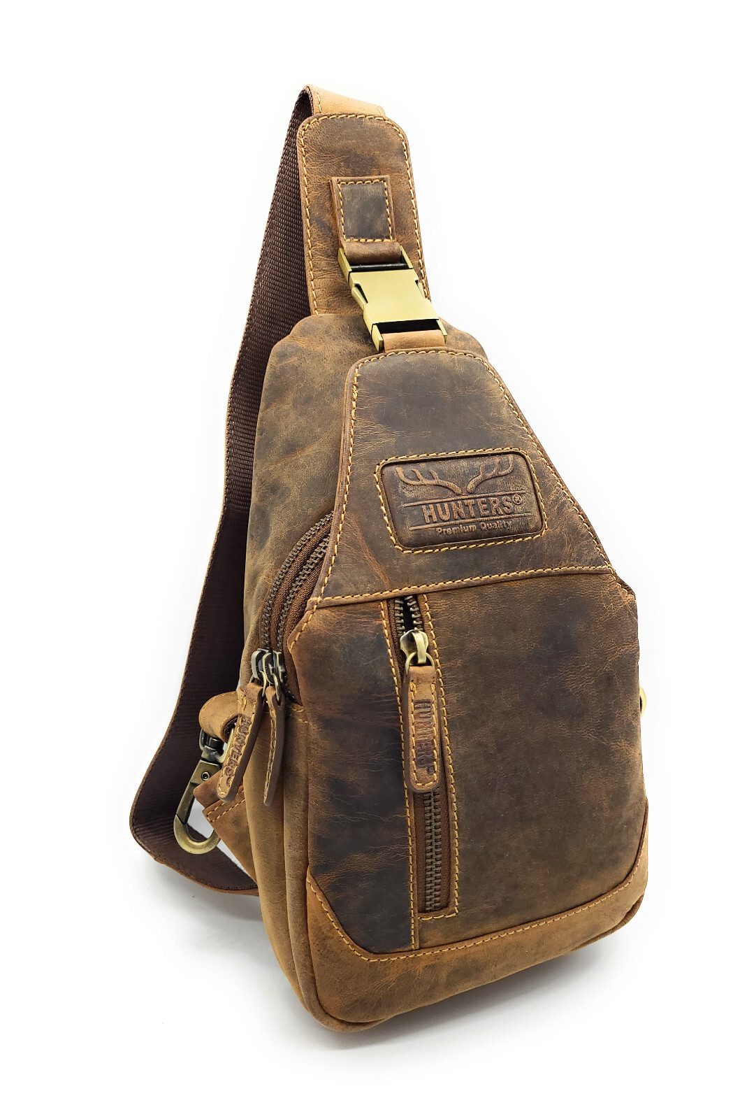 Umhängetasche echt Leder Slingbag Crossbody Bag Crossbag Premium Hunterleder