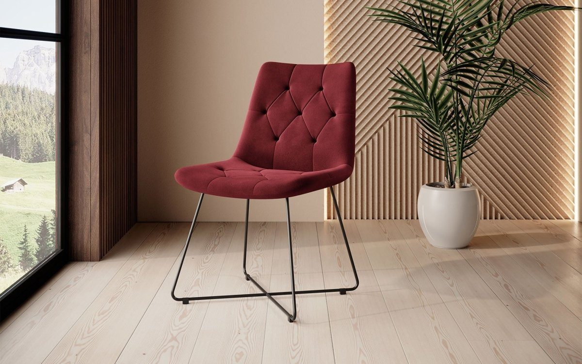 Baidani Luxusbetten24 Stuhl Designer Stuhl Portofino, Sitzschalen mit verschiedenen Gestellen Red