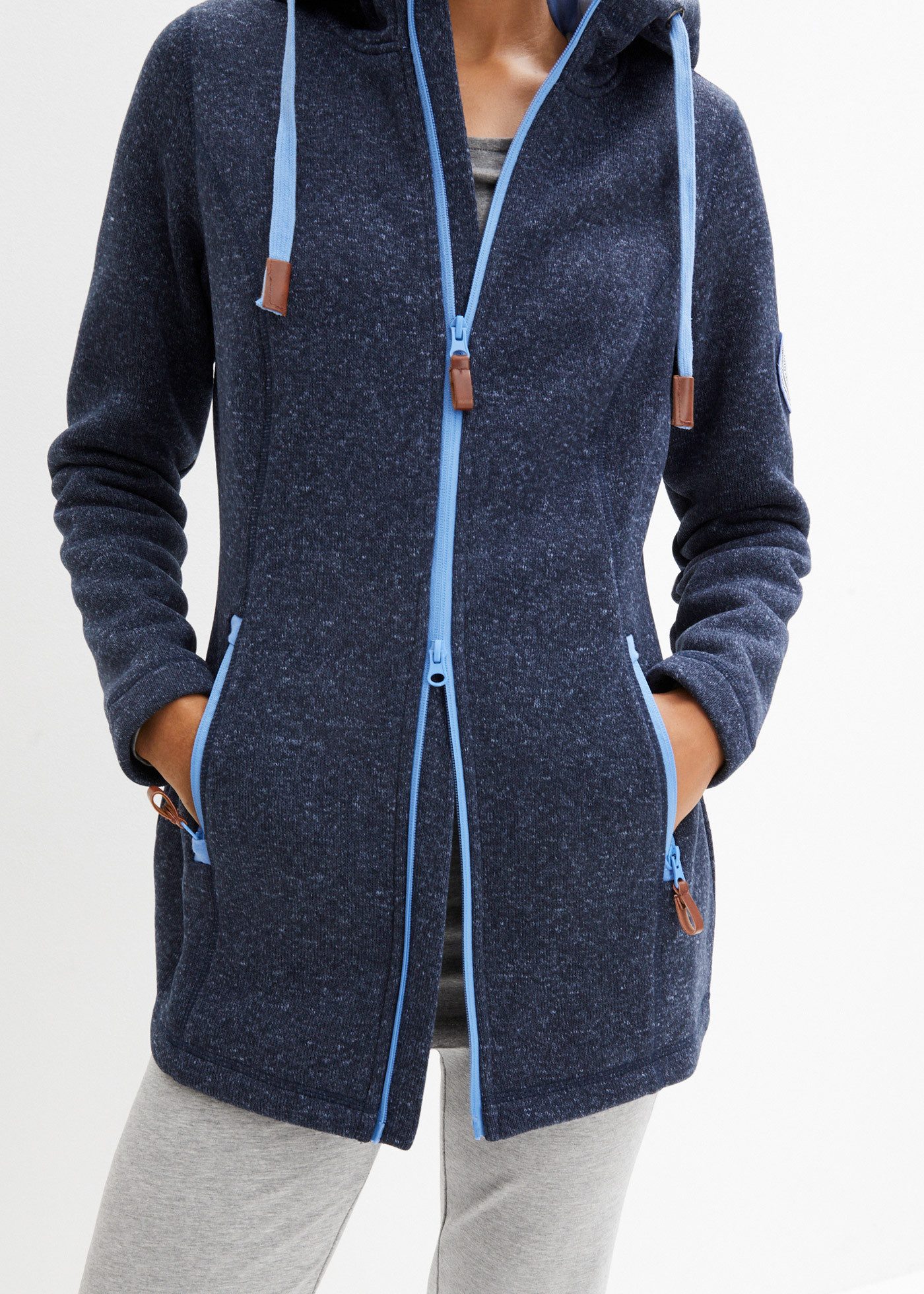 bonprix Strickfleecejacke (1-St) bequeme Passform, mit Kapuze, mit verschli günstig online kaufen