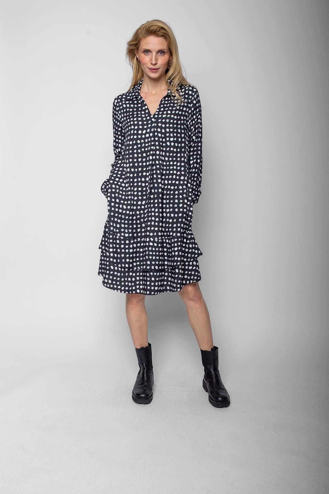 Emily Van Den Bergh Blusenkleid black white dots
