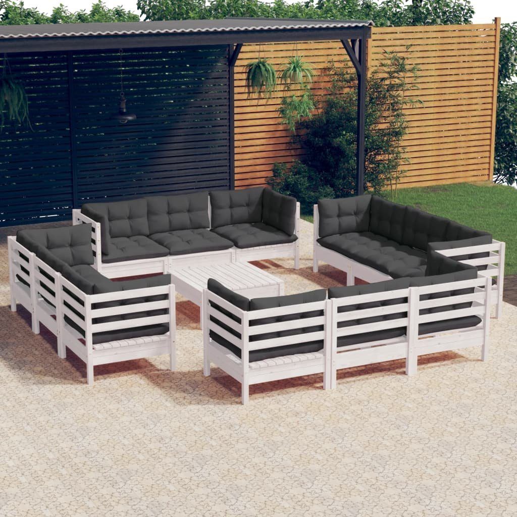 vidaXL GartenloungeSet »13tlg. GartenLoungeSet mit Anthrazit Kissen