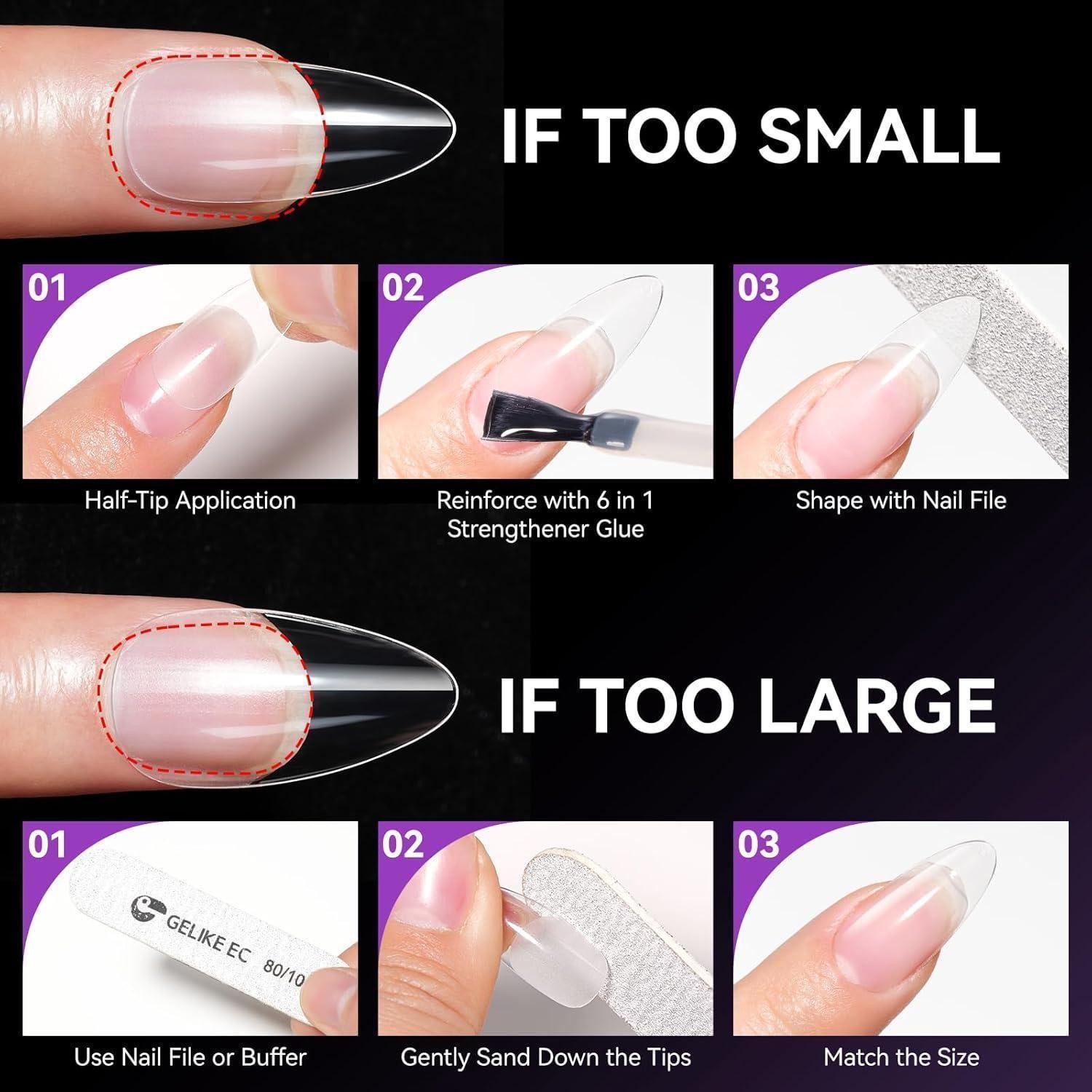 LuxusKollektion Kunstfingernägel Nagel Tips Kurze Mandel 120 Stück 12 Größen Salon DIY 1 Kurze Mandel, 120-tlg. – Bild 3 von 5