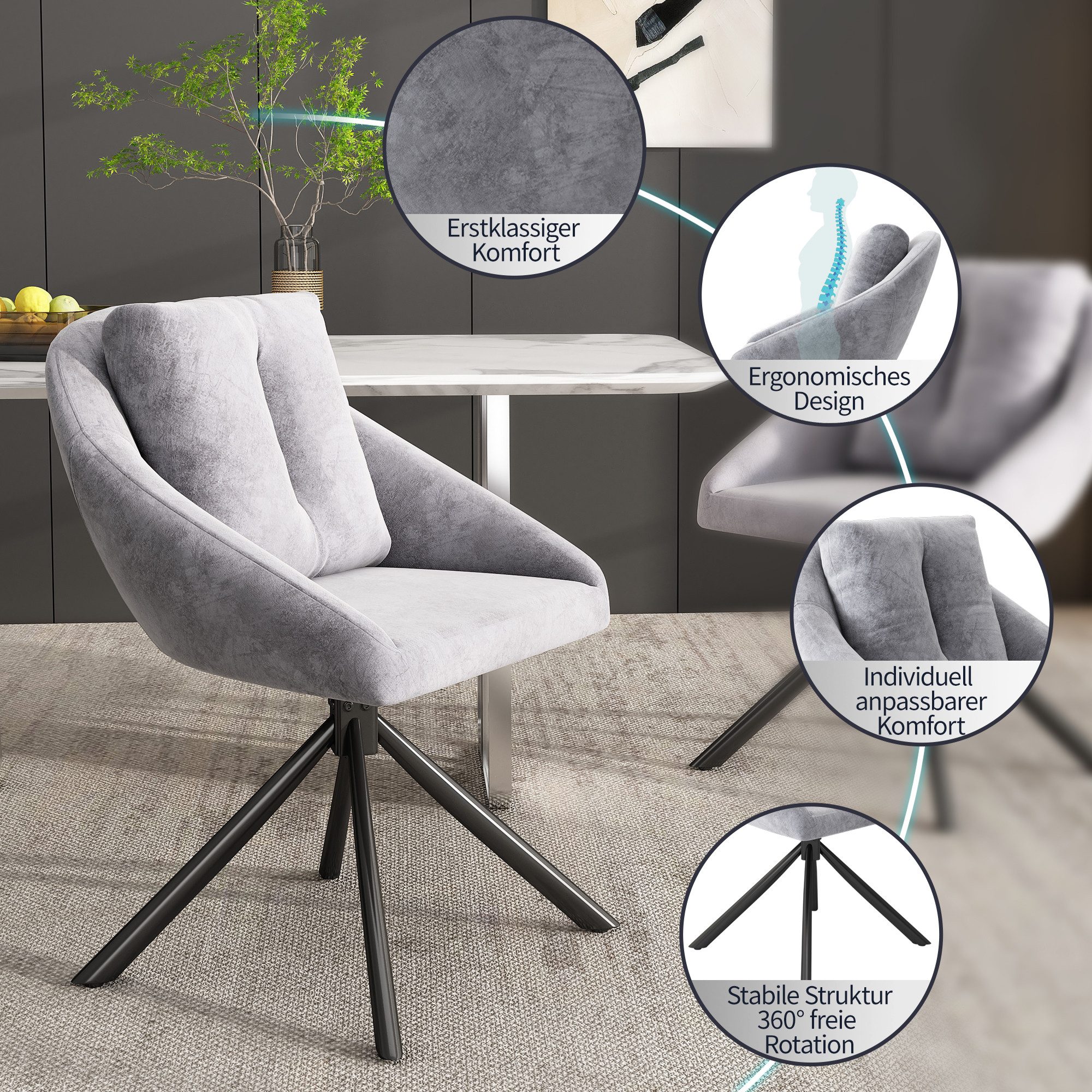 HAUSS SPOLE Esszimmerstuhl 2er Set drehbarer günstig online kaufen