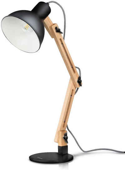 Tomons LED Schreibtischlampe »LED Leselampe im Klassichen Holz-Design«, Lampe mit verstellbarem Arm, Augenfreundliche Leselampe
