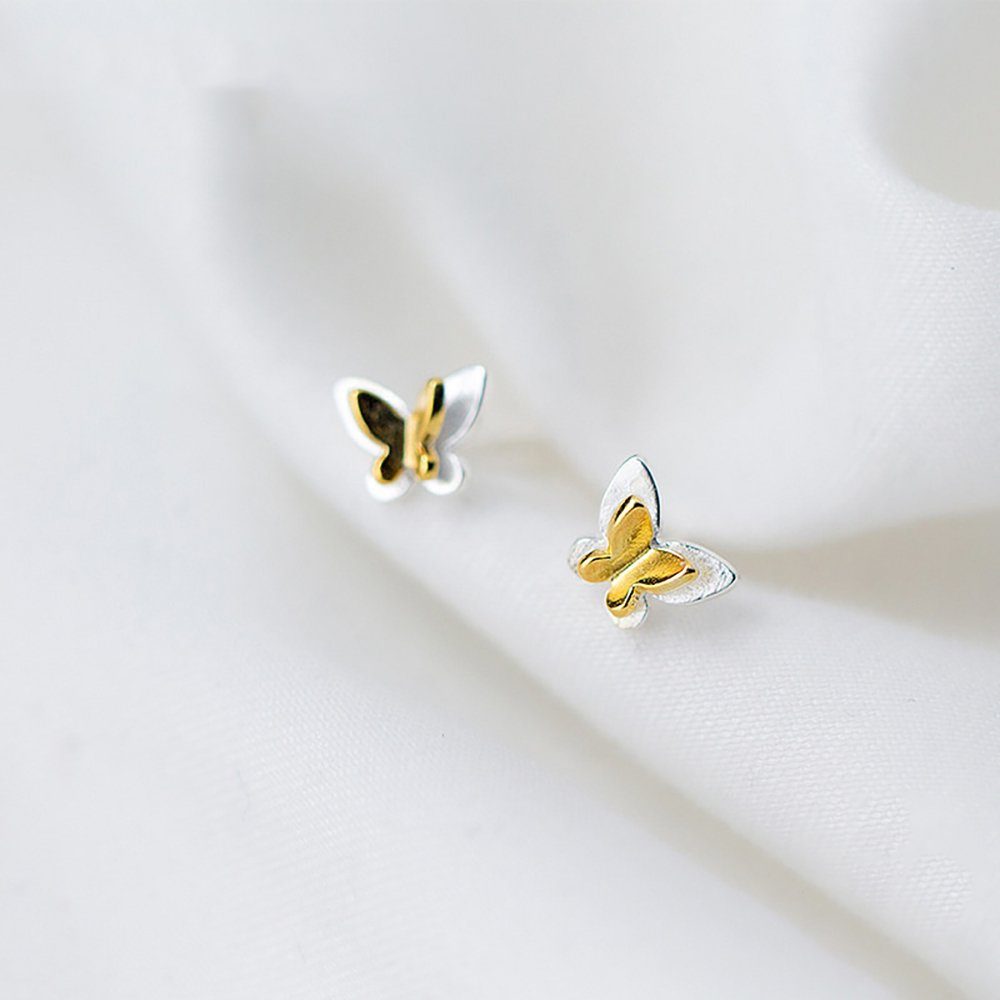 Paar Ohrringe Silber, (Ohrstecker S925 aus Color SMK-42 Schmetterling), Ohrstecker Sterling Schmetterling inkl. Geschenkbeutel Design