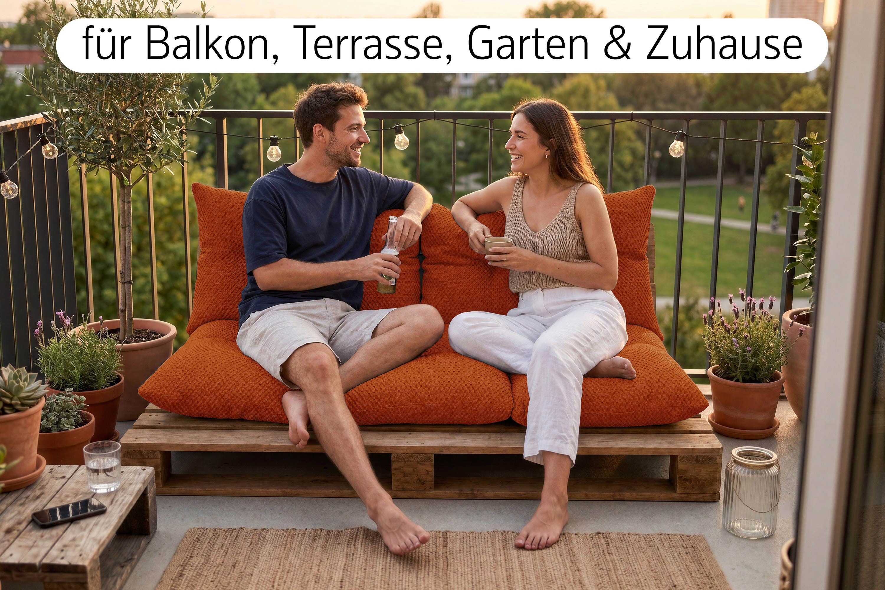 Amilian Palettenkissen Sitzkissen 120x60 cm + 2x Kissen 40x60 cm, 3-teiliges Set Inklusive Füllung für Europaletten Balkon Terrasse