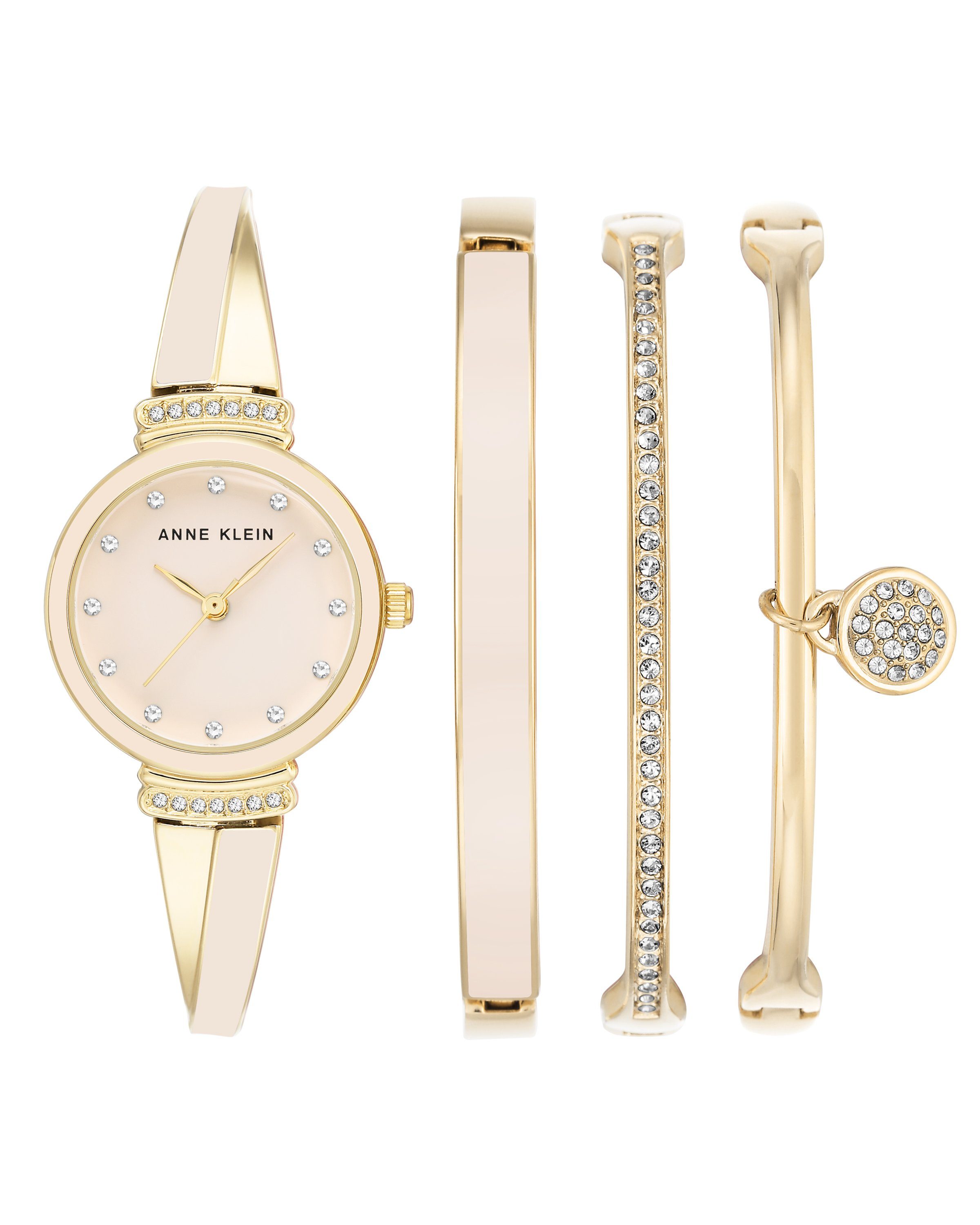 und rosa und AK/2716BHST gold Quarzuhr / Bangle Geschenksets Kristallen, mit (Set, ANNE 4-tlg), KLEIN Armreif