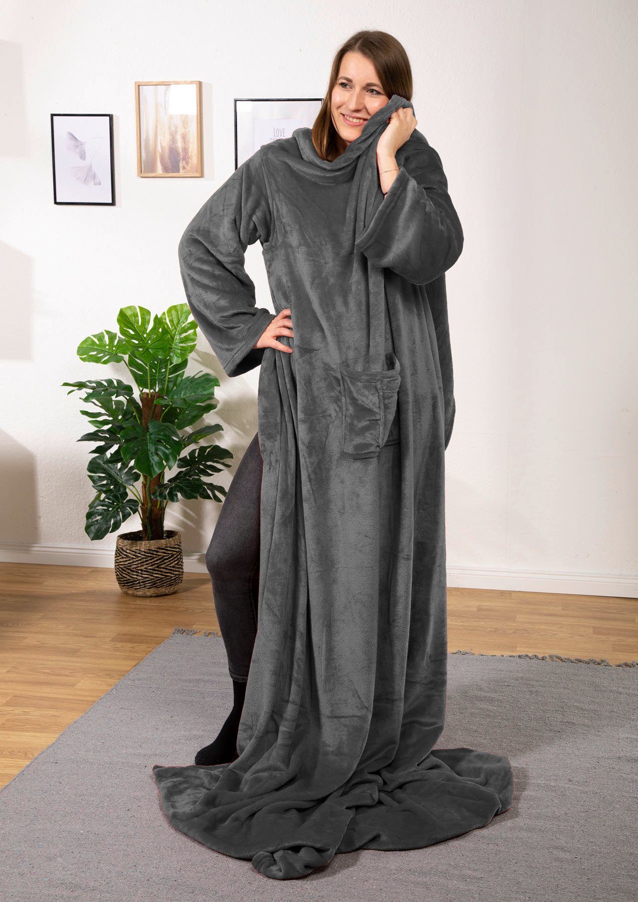 Wohndecke Kuscheldecke mit Ärmeln Super Soft Flanell Decke, heimtexland, Är günstig online kaufen