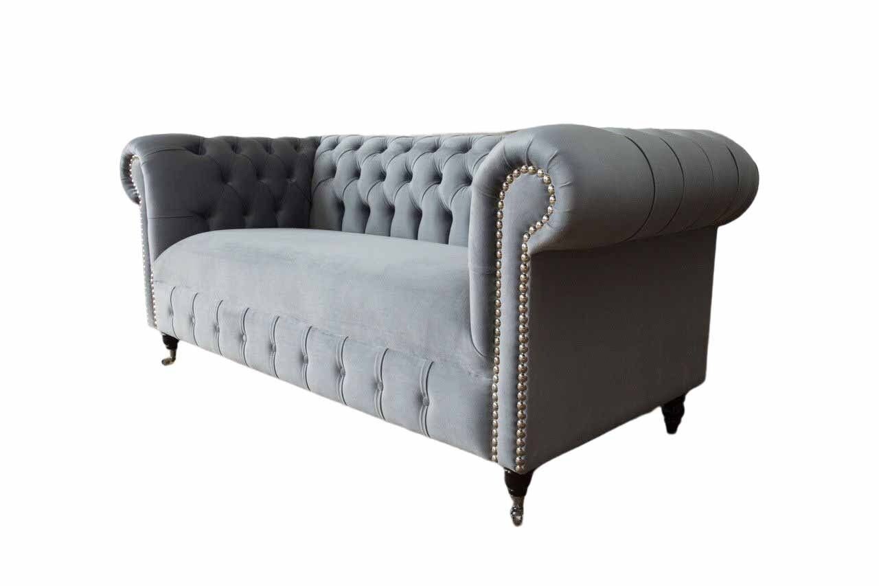 Europe 230cm, Sofa JVmoebel Couchen Couch Sofas In Möbel Chesterfield Sofa Dreisitzer Grau Made Samt