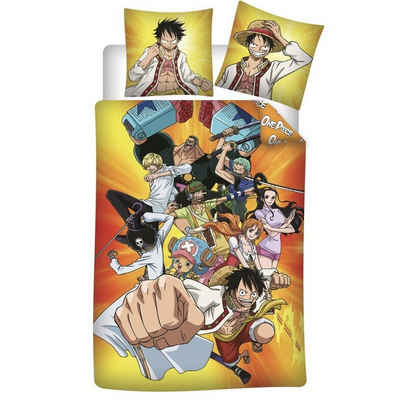 Bettwäsche Anime One Piece Ruffy Bettwäsche 2tlg. Set, One Piece Anime, 2 teilig, Bettdeckenbezug 135-140x200cm Kissenbezug 65x65 cm