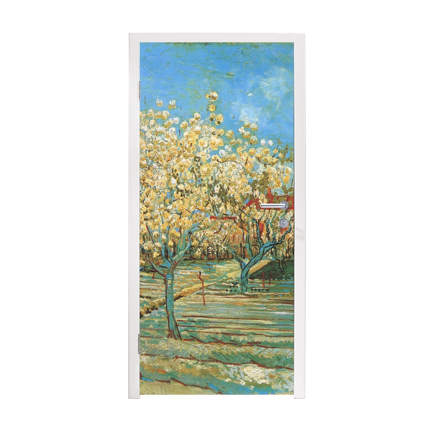 MuchoWow Türtapete Blühender Obstgarten - Vincent van Gogh, Matt, bedruckt, (1 St), Fototapete für Tür, Türaufkleber, 75x205 cm