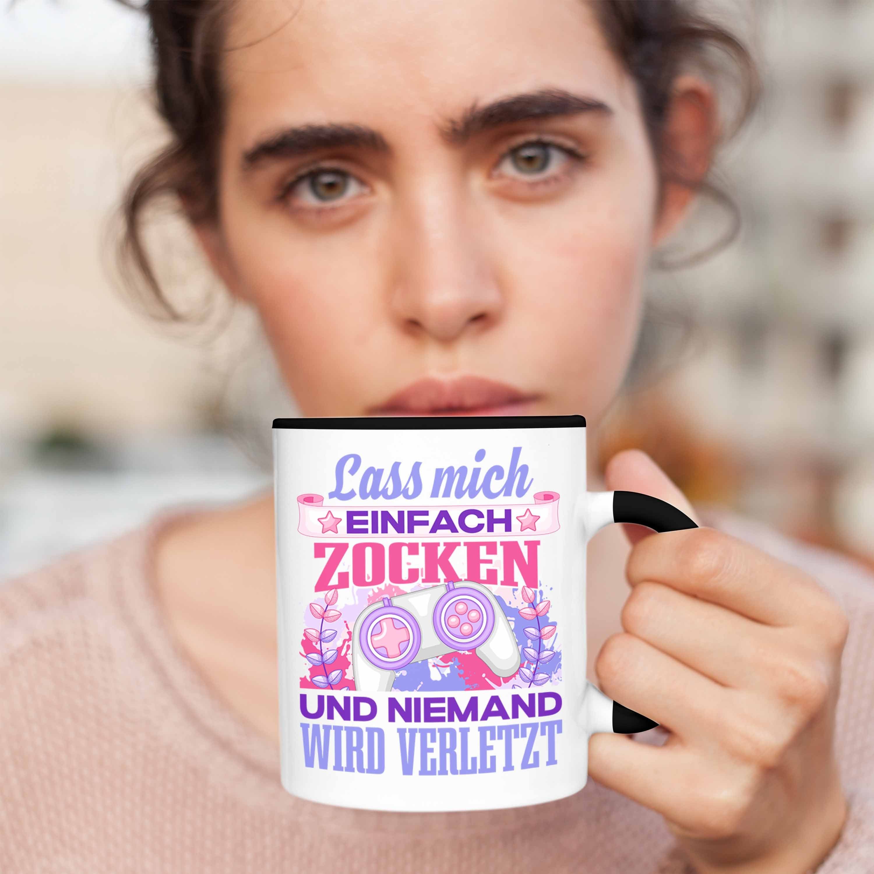 Mädchen Schwarz Zockerin Tasse Tasse Trendation Girl - Gamer Spruch Mädchen Geschenk Trendation