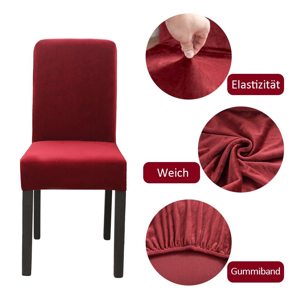 Vivi Idee Stuhlbezug Samt Stuhlhussen 4/6er Set Spannbezug für Esszimmerstü günstig online kaufen