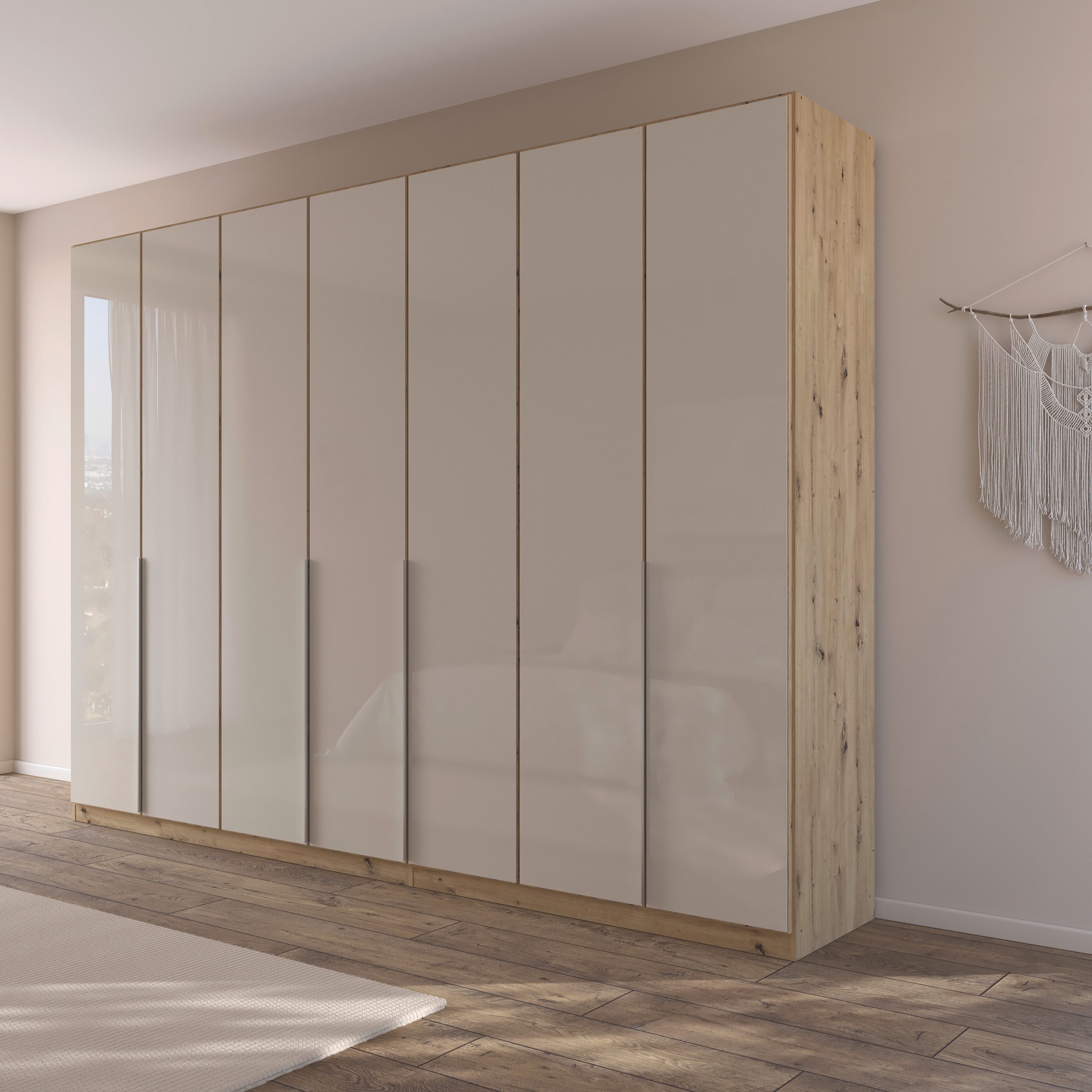 OTTO home Drehtürenschrank Kleiderschrank Kleiderschränke Schrank Garderobe AGORDO mit Glasfront (in zwei Griff-Farben, Breiten 91-405 cm) durchdachte Innenausstattung, in 8 Breiten und 2 Höhen MADE IN GERMANY