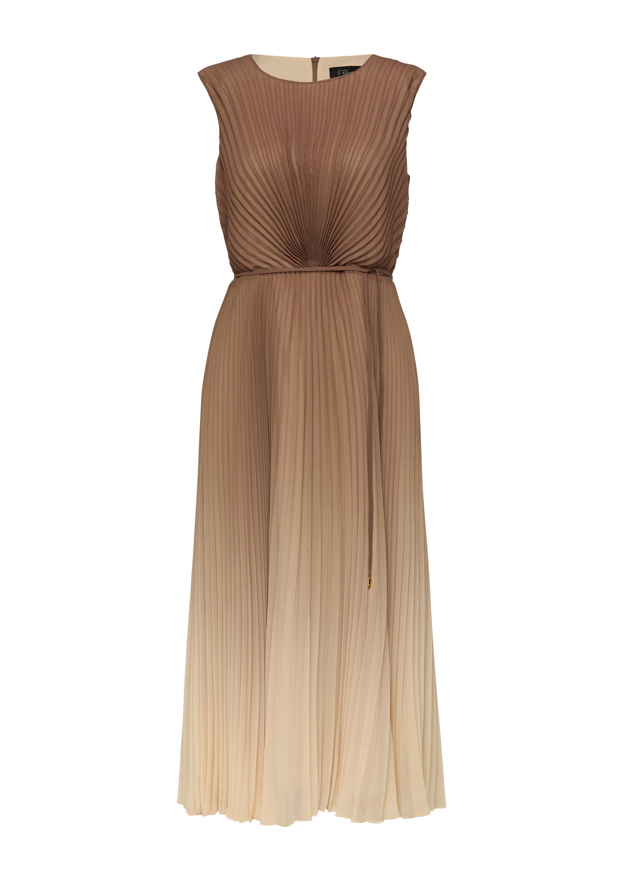 s.Oliver Midikleid Kleid Ärmelloses Midikleid mit Plissee und Gürtel