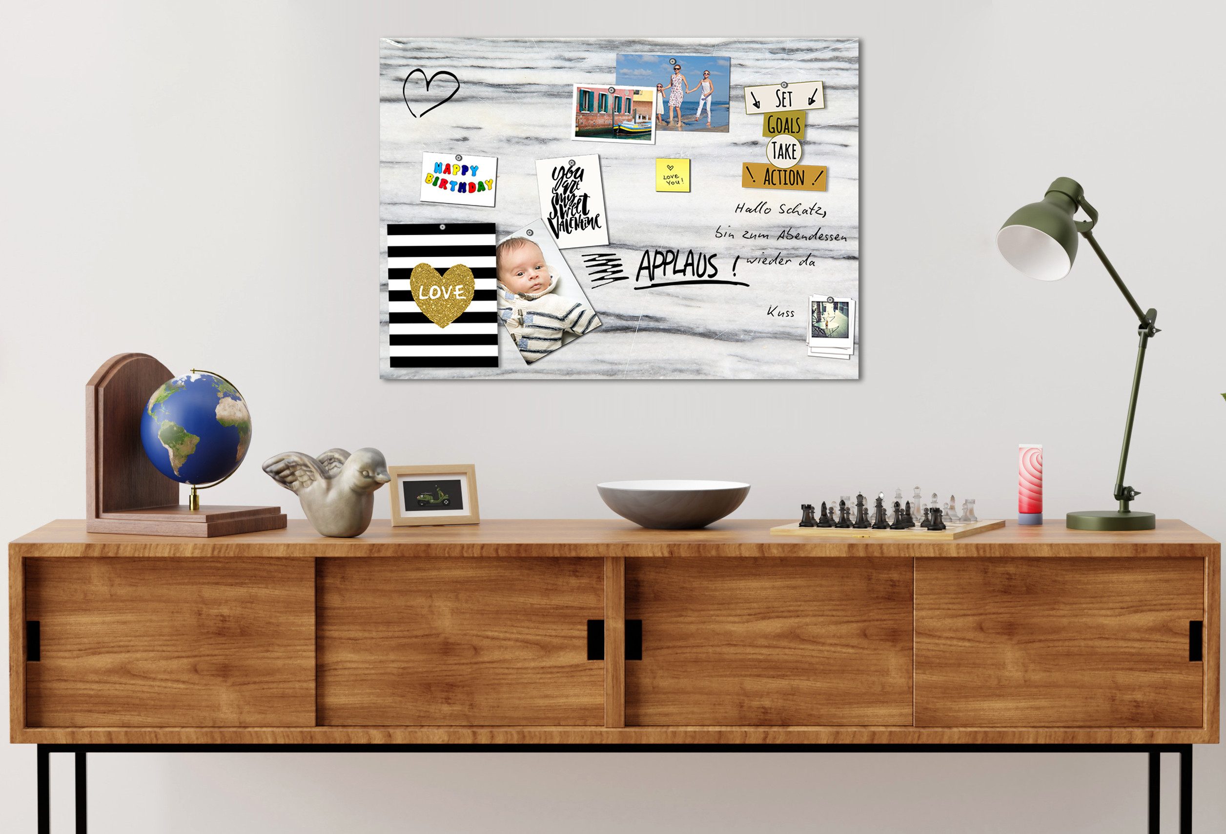 queence Pinnwand Magnetisches Memoboard, Tafel, Kalender, Wandkalender, Marker, Hochwertiges Acrylglas, zum beschriften und magnetisch