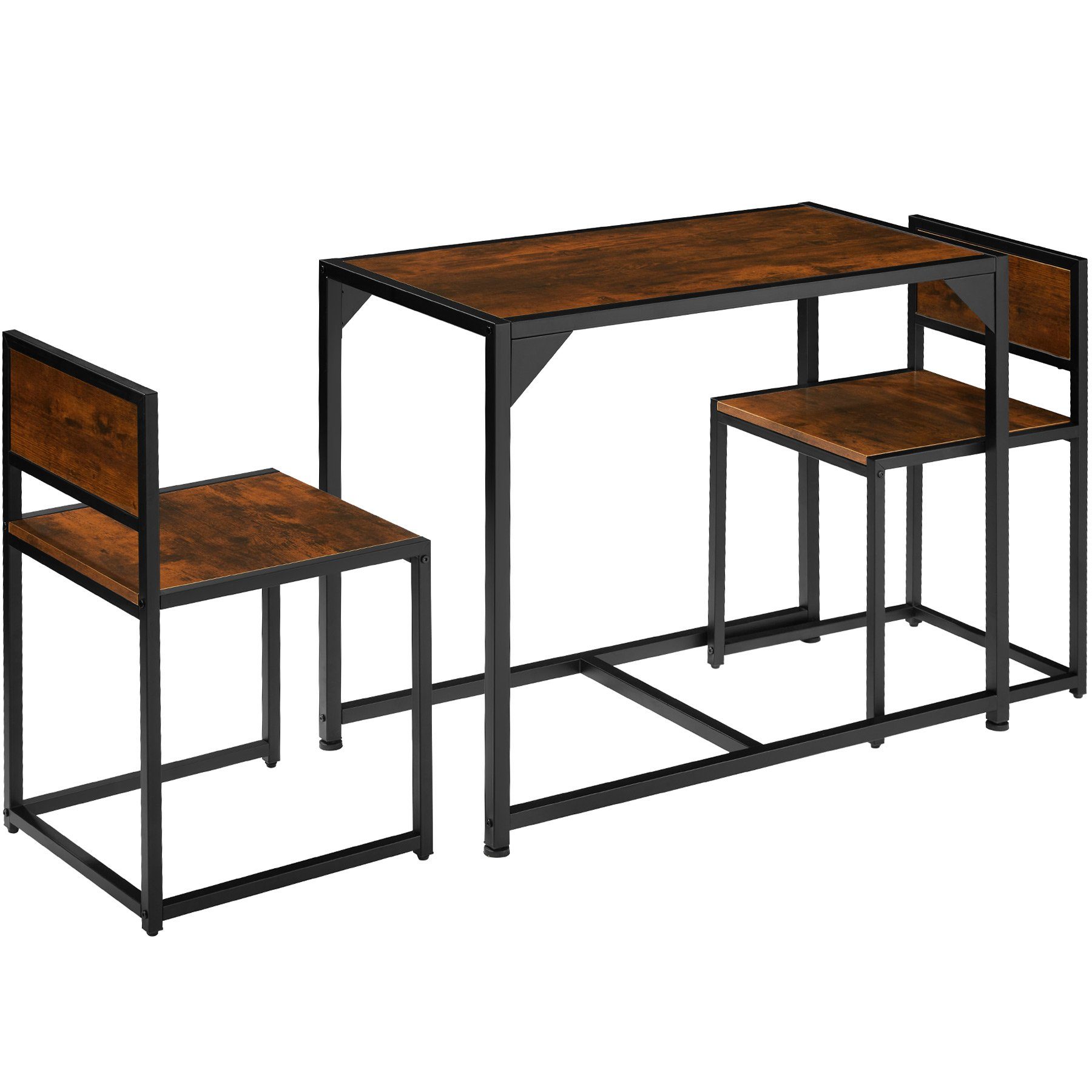 tectake Sitzgruppe Milton, (Set, 3-tlg), leicht zu reinigen Industrial Holz dunkel, rustikal