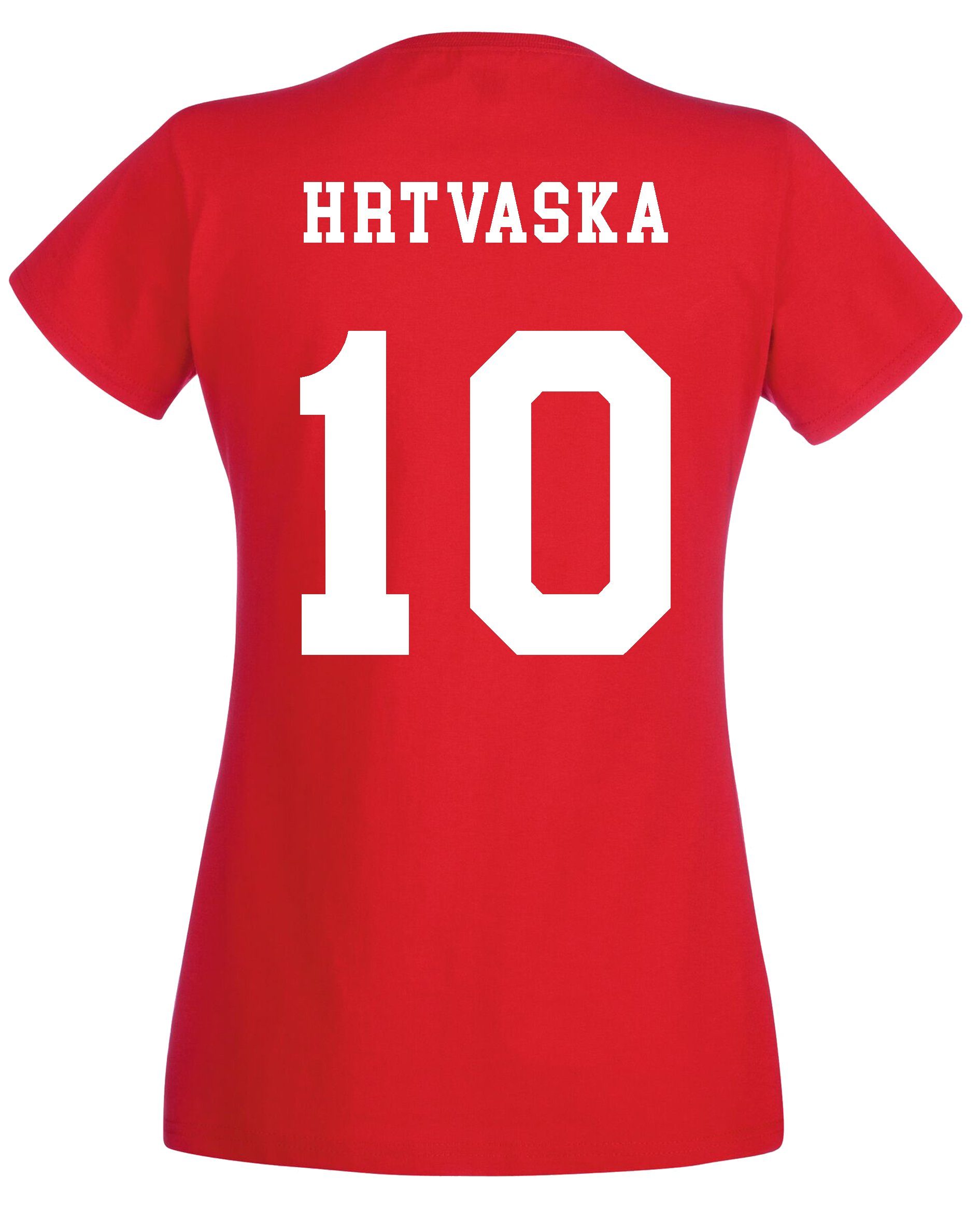 Youth mit T-Shirt Rot T-Shirt Motiv Damen trendigem Kroatien Designz