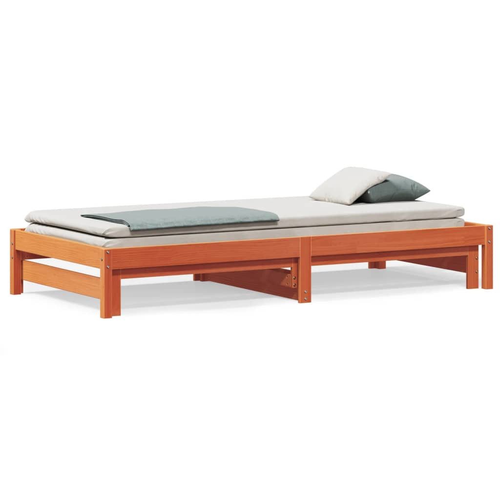 vidaXL Gästebett 90 x 200 cm Gästebett Tagesbett Ausziehbar Wachsbraun 90x200 cm Massiv