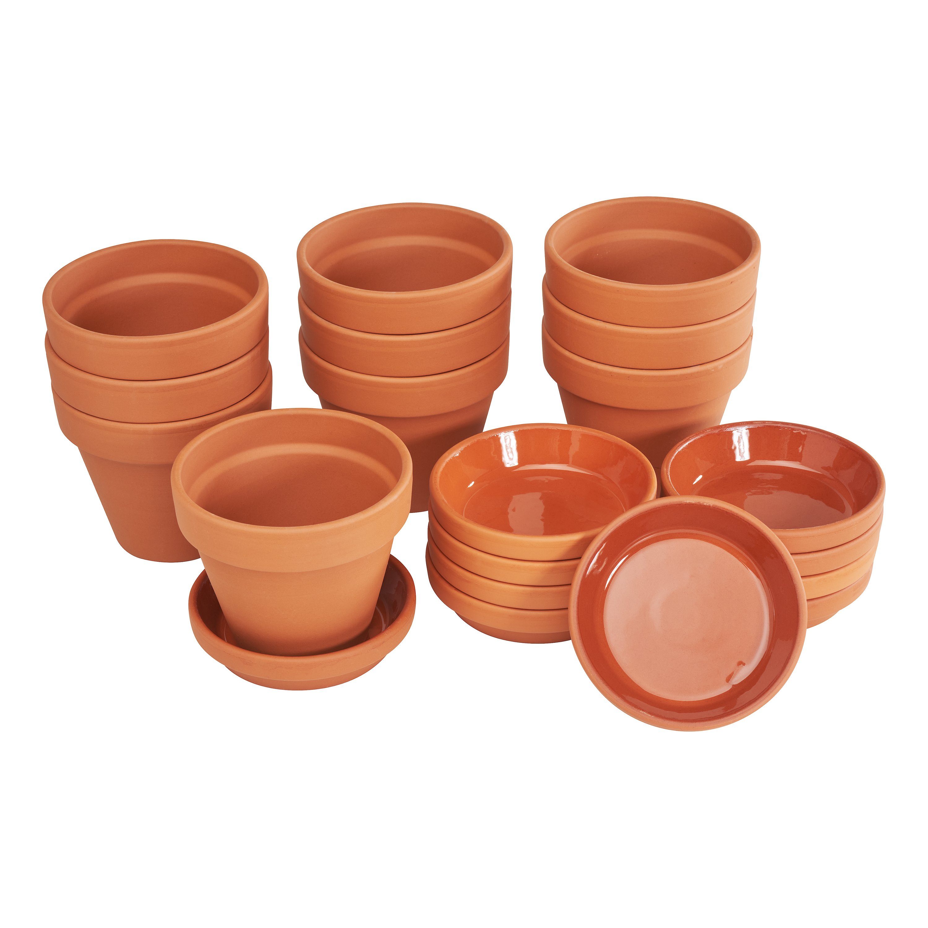 Zeitzone Terracotta Blumentopf-Set – 3 Stück, Mediterraner Look, 12,5x14 Cm, Mit Ablaufloch