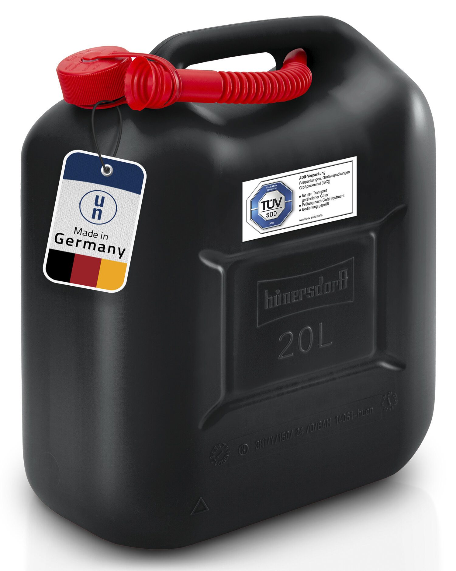 hünersdorff Benzinkanister Kraftstoffkanister 20 Liter Benzinkanister, Dieselkanister schwarz (Kraftstoffkanister 20 Liter Benzinkanister, Dieselkanister schwarz)