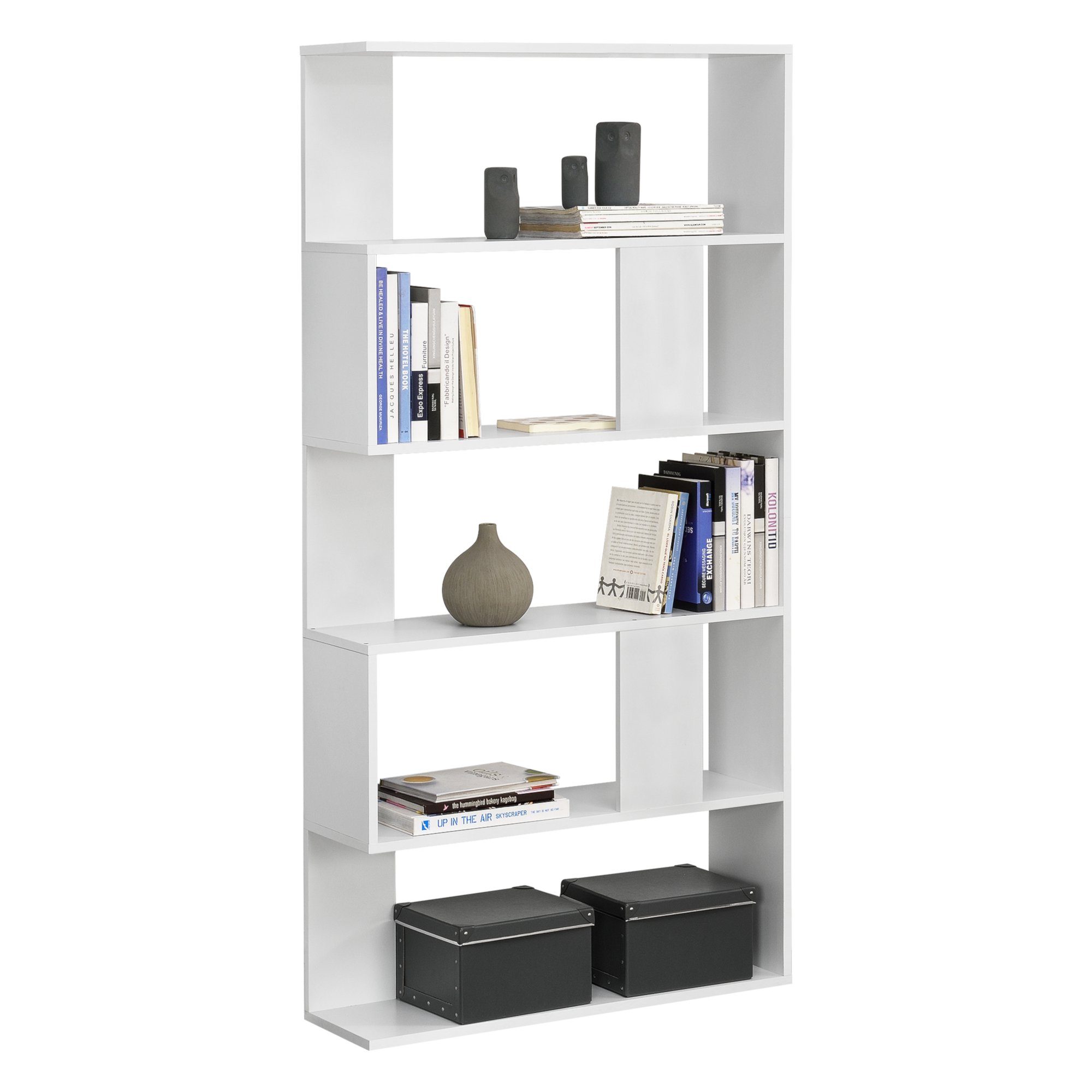 Ablageflächen »Aneby« Weiß Regal 159x80x23,5cm mit en.casa 5 Bücherregal,