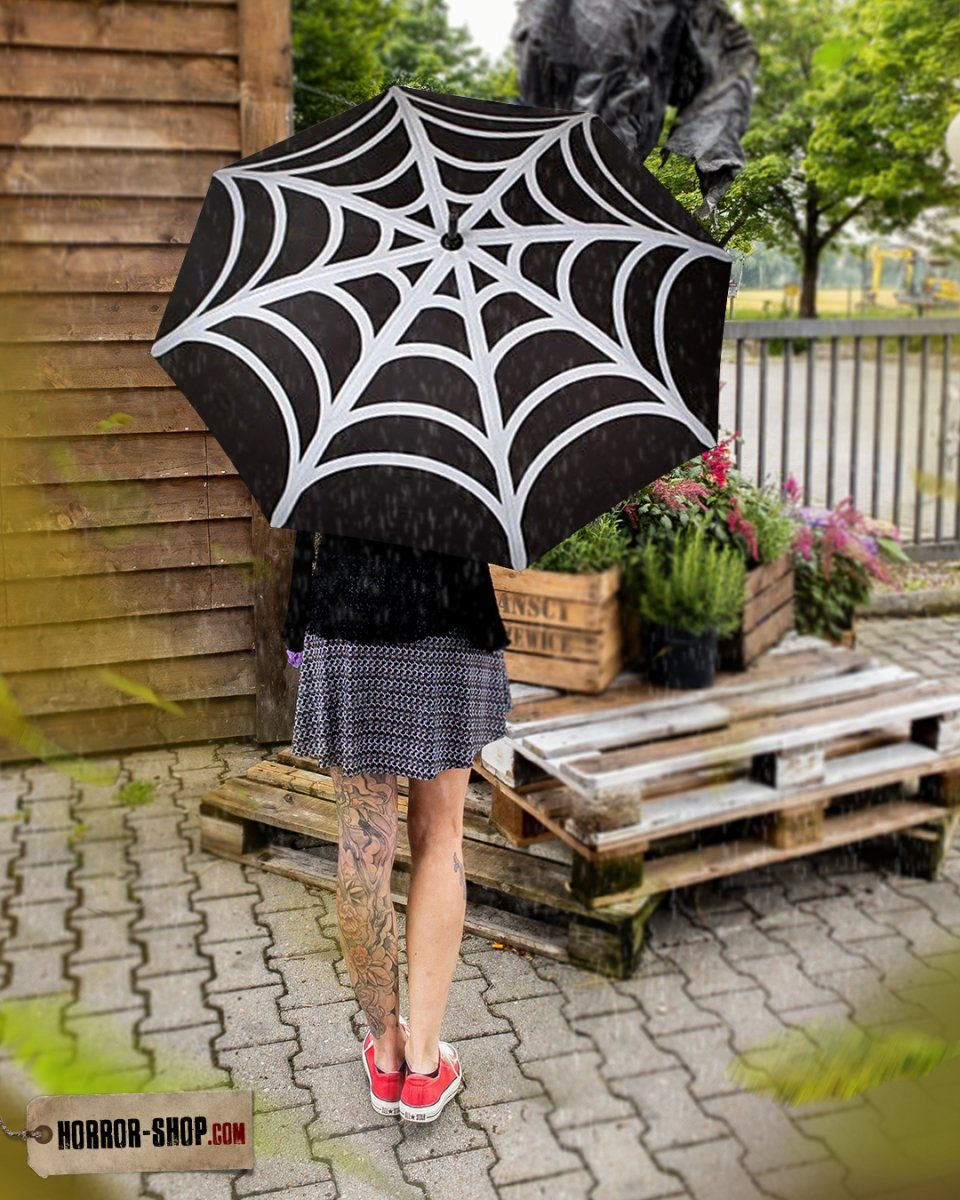 Spinnennetz M Regenschirm Schwarzer Gothic Dekofigur Horror-Shop mit als