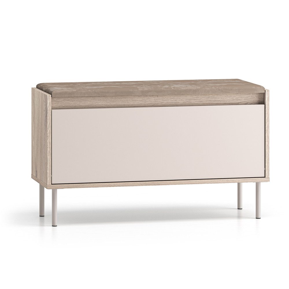 Lomadox Schuhbank VITTORIA-131, in Kaschmir mit Eiche, 90 cm breit, mit Sitzpolster