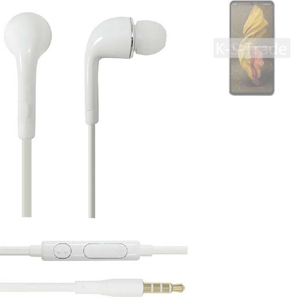 Lautstärkeregler (Kopfhörer 3,5mm) Mikrofon u R7 für Sharp K-S-Trade Headset weiß mit Aquos In-Ear-Kopfhörer