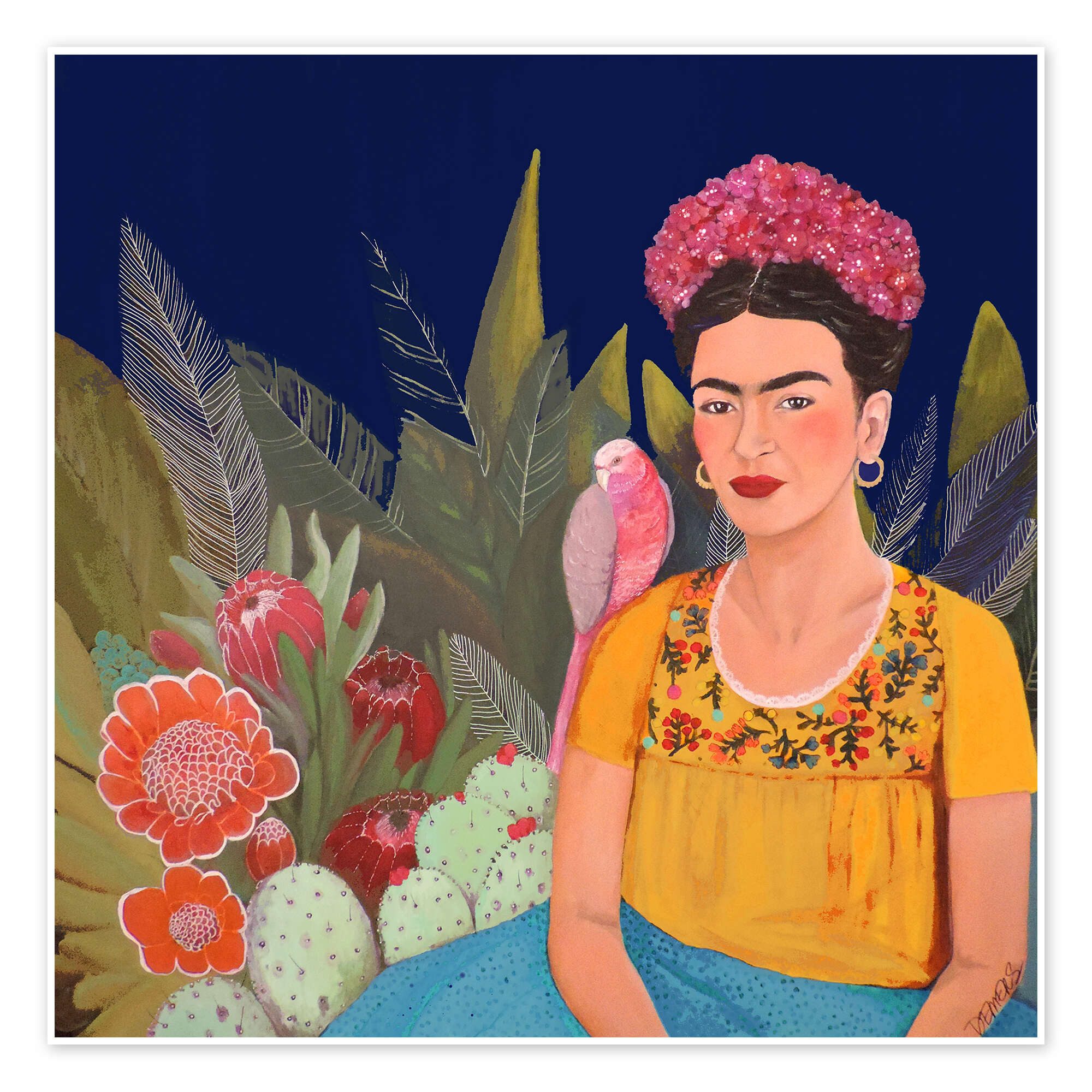 Posterlounge Wandbild Frida Kahlo im blauen Haus II, Sylvie Demers, erhältlich als Poster, Leinwandbild, Wandsticker oder Acrylglasbild