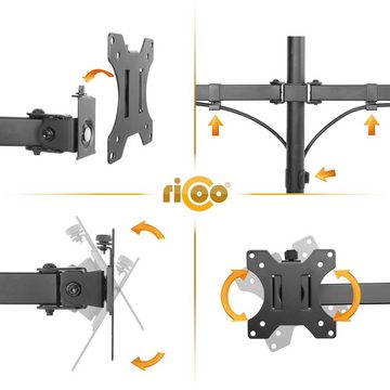 RICOO TS6711 Monitor-Halterung, (bis 32 Zoll, Tischhalterung 2 Monitore Dual Monitorständer Bildschirm schwenkbar)