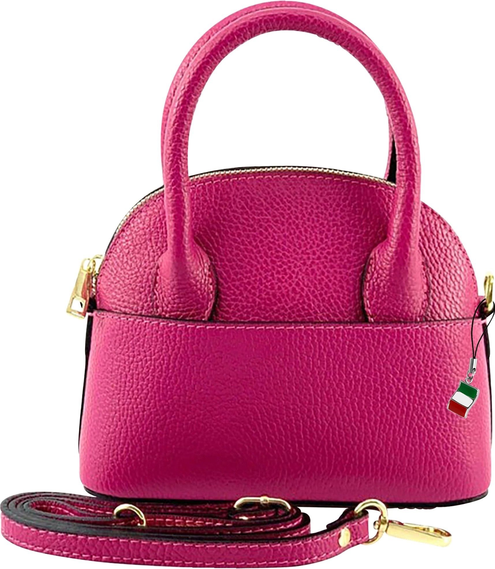 FLORENCE Umhängetasche Florence Echtleder Damen Handtasche (Umhängetasche), Damen Umhängetasche Leder, pink, fuchsia ca. 20cm x ca. 16cm