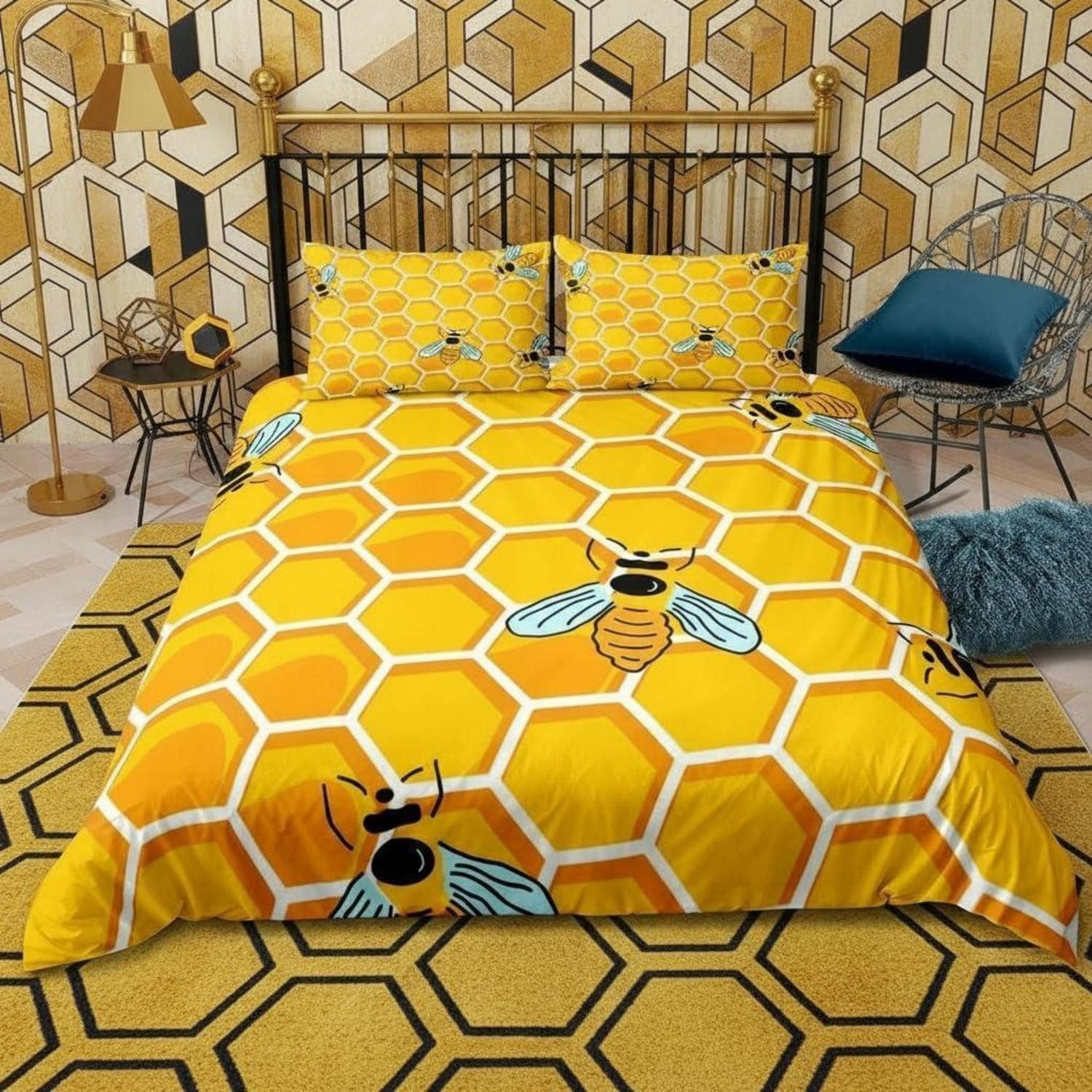 LuxusKollektion Kinderbettwäsche Bettwäsche-Set Gelb Honig 135x200cm Mikrofaser