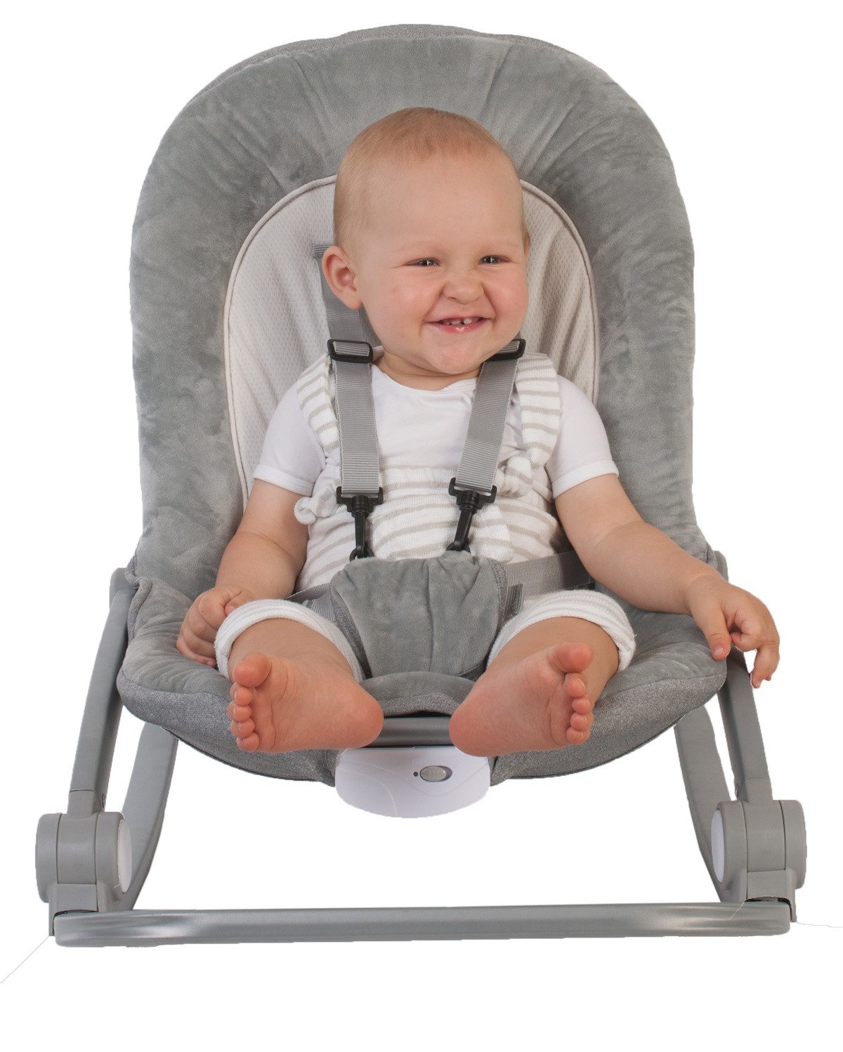 Lemodo Babywippe Babywippe B-Rocker grau mit Musik, Vibration, Spielebogen, klappbar