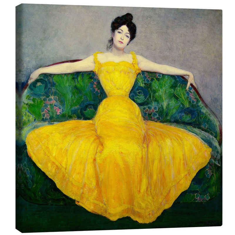Posterlounge Leinwandbild Maximilian Kurzweil, Dame in Gelb, Wohnzimmer Malerei